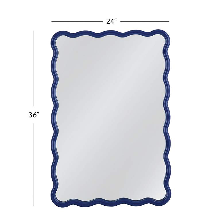 Image 5 Bassett Cassia 36" High Lacquer Navy Blue Rectangular Wall Mirror more views