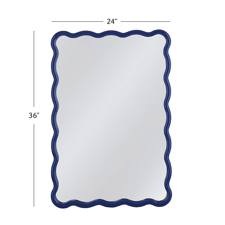 Image 6 Bassett Cassia 36" High Lacquer Navy Blue Rectangular Wall Mirror more views