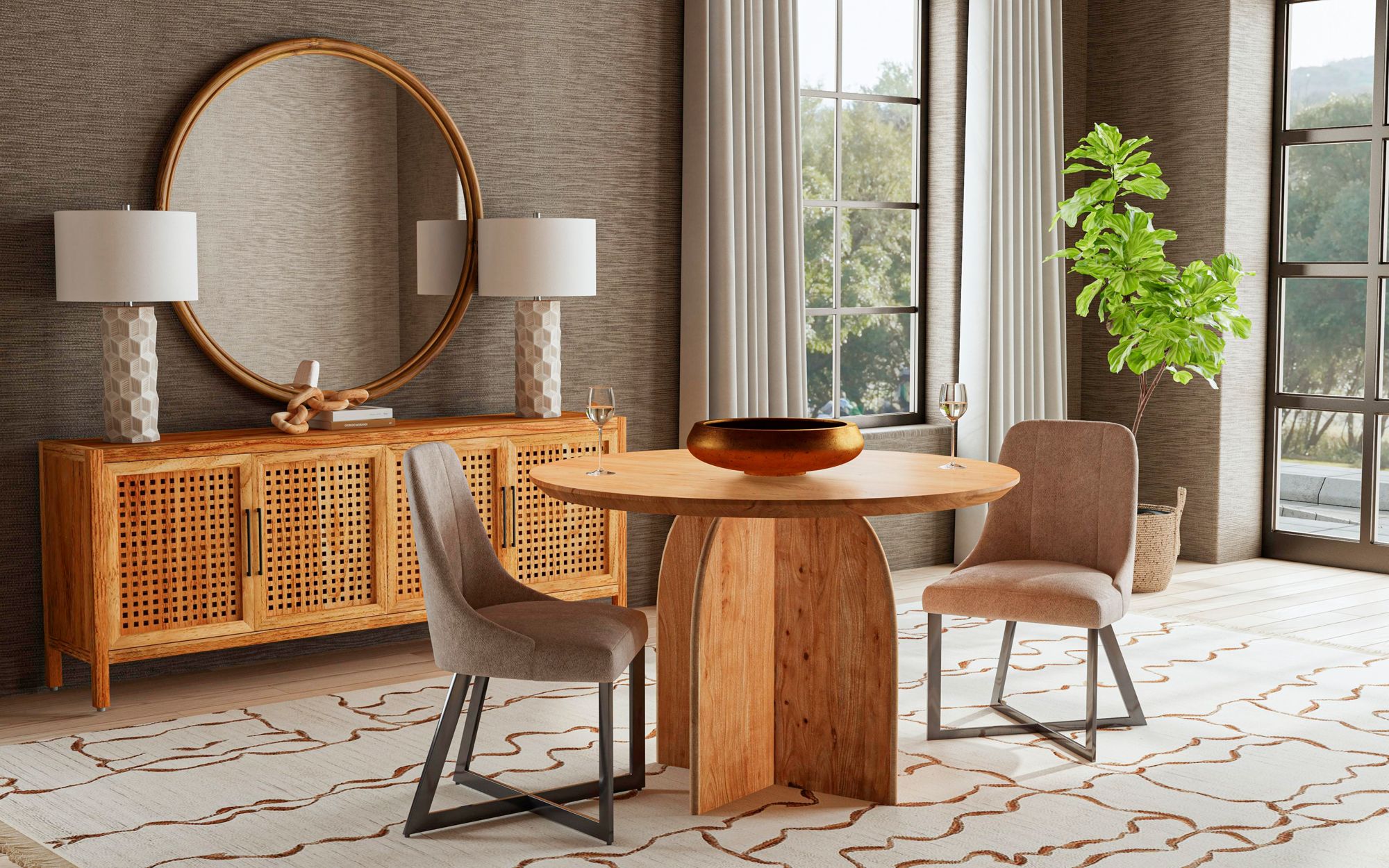 Image 5 Bassett Certa 48" Brown Frame Round Wall Mirror more views