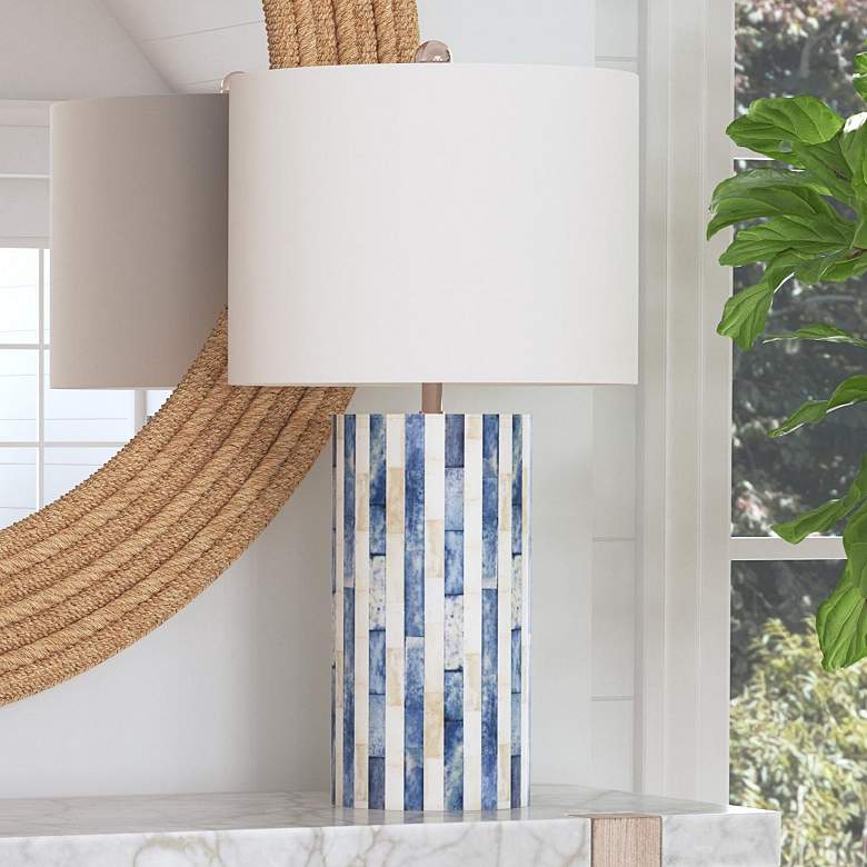 Image 1 Bassett Coburn 26" Blue White Modern Coastal Porcelain Table Lamp