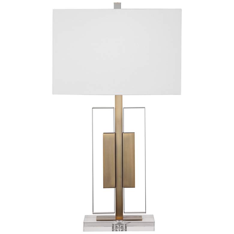 Image 2 Bassett Cynthia 28 inch High Brass Metal and Clear Crystal Table Lamp