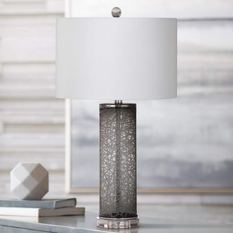 Image 1 Bassett Danbury 28 inch Smoked Gray Glass Table Lamp