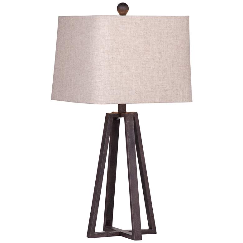 Image 2 Bassett Denison 28 inch Rustic Bronze Geometric LED Table Lamp