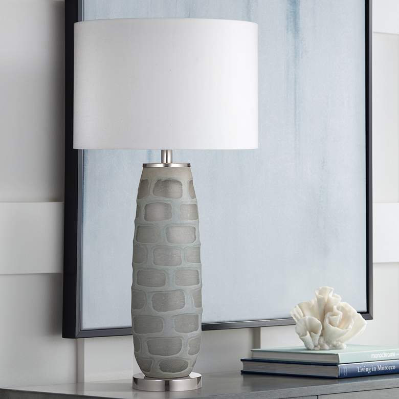 Image 1 Bassett DePau 29" Modern Grayglue Glass Table Lamp