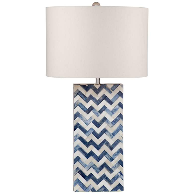 Image 2 Bassett Dunmore 27" Blue and White Stripped Chevron Table Lamp