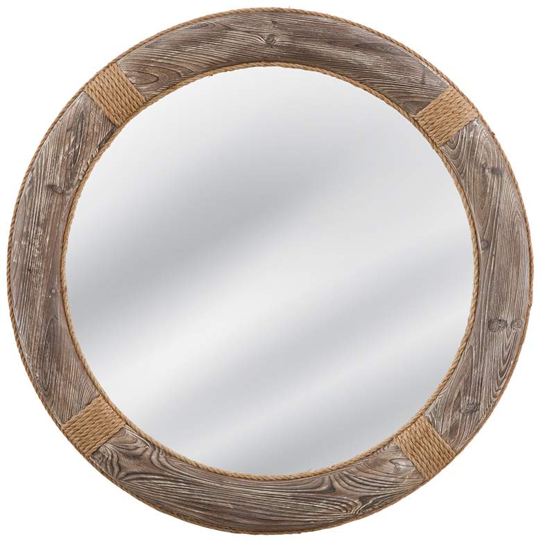 Image 1 Bassett Frederick 44" Rustic Wood Round Wall Mirror