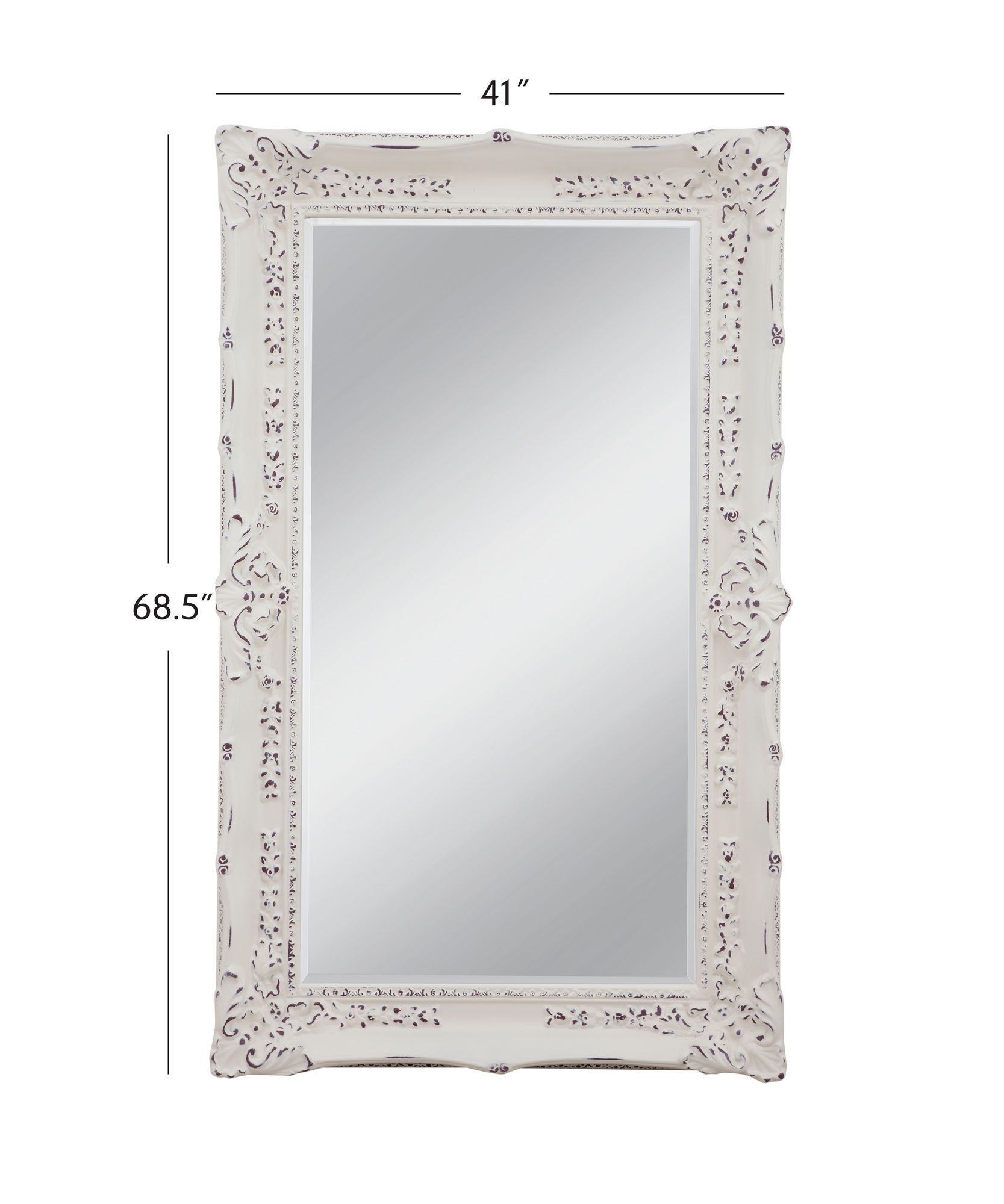 Image 4 Bassett Garland 69" Traditional Weathered White Wall Mirror more views