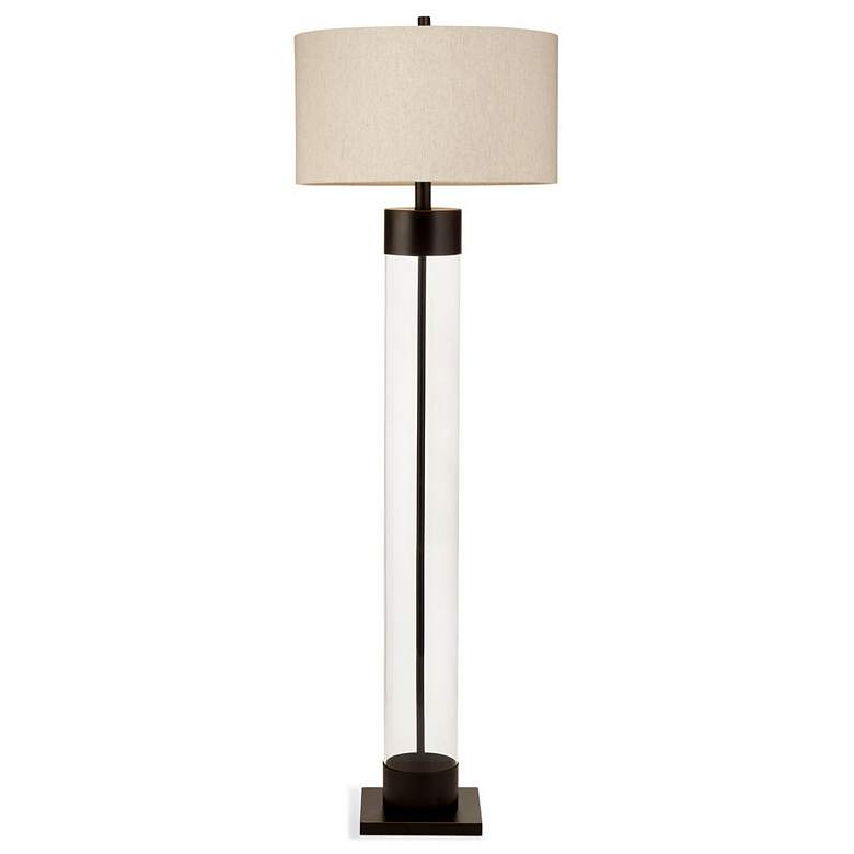 Image 1 Bassett Haines 64 inch Bronze and Clear Glass Column Floor Lamp