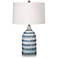 Bassett Hayes 30" Matte Blue and Cream Strips Ceramic Table Lamp