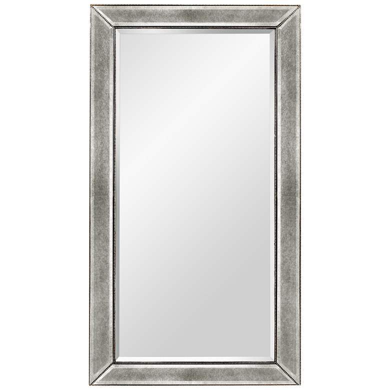 Image 1 Bassett Hollywood Glam 36" x 48" Beaded Silver Leaf Wall Mirror