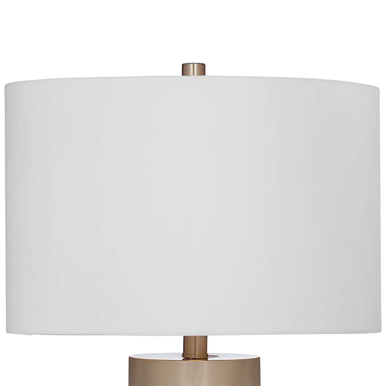 Image 3 Bassett Jocelyn 26" Antique Brass and White Marble Column Table Lamp more views