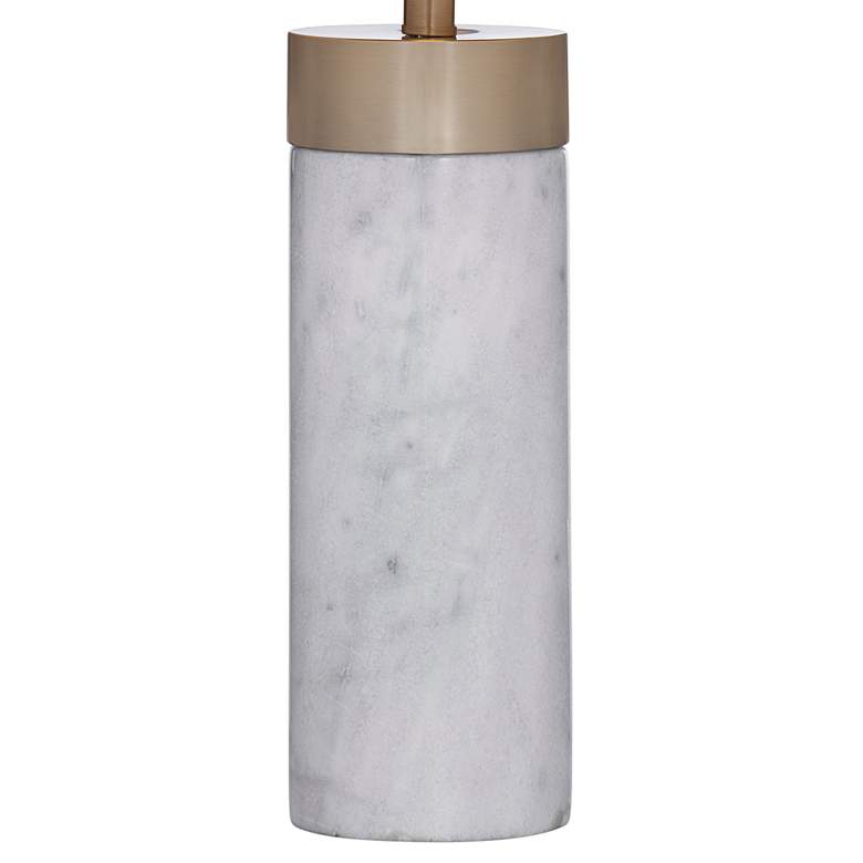 Image 4 Bassett Jocelyn 26" Antique Brass and White Marble Column Table Lamp more views