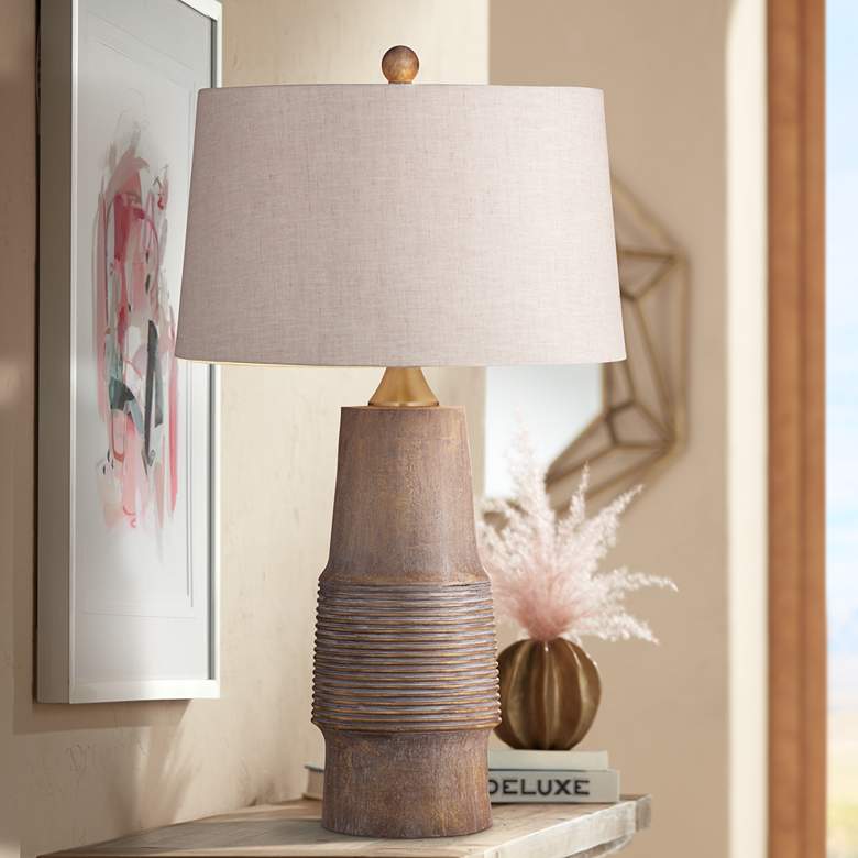 Image 1 Bassett Kingsley 30" High Natural Wood Tone Table Lamp