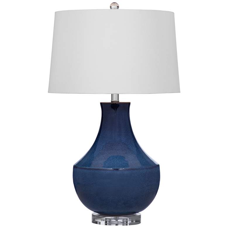 Image 2 Bassett  Kinney Blue Modern Gourd Ceramic Table Lamp