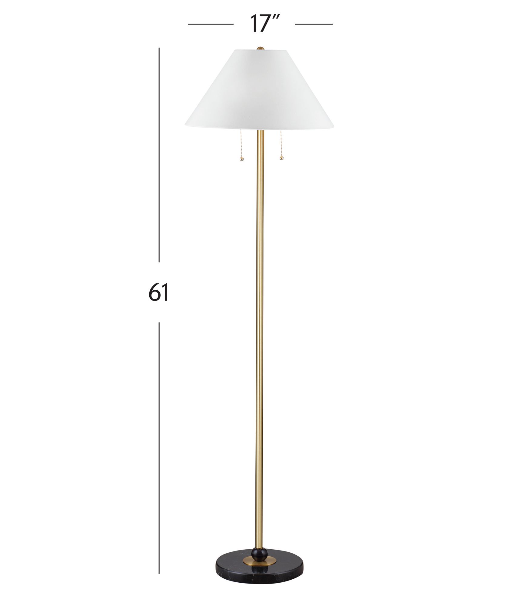 Image 6 Bassett Lenor 61" High Back and Brass Pull Chain Floor Lamp more views