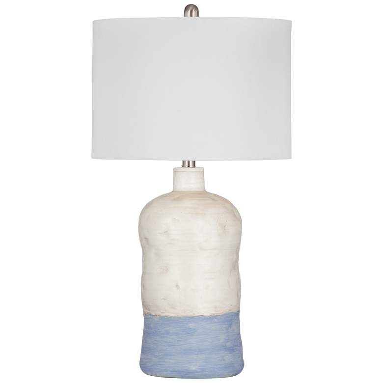 Image 1 Bassett Lucy 27" High White and Blue Ceramic Table Lamp