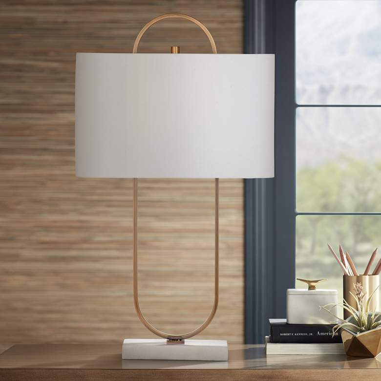 Image 1 Bassett Mabel 30" High Brass Finish Modern Table Lamp
