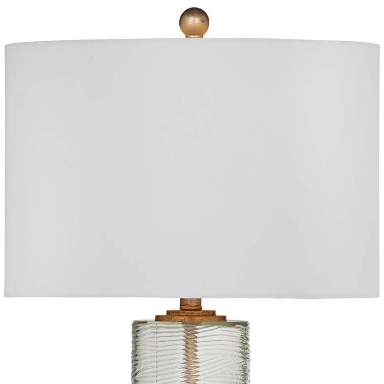 Image 3 Bassett Maroa 28 inch High Ribbed Glass Gold Leaf Column LED Table Lamp more views