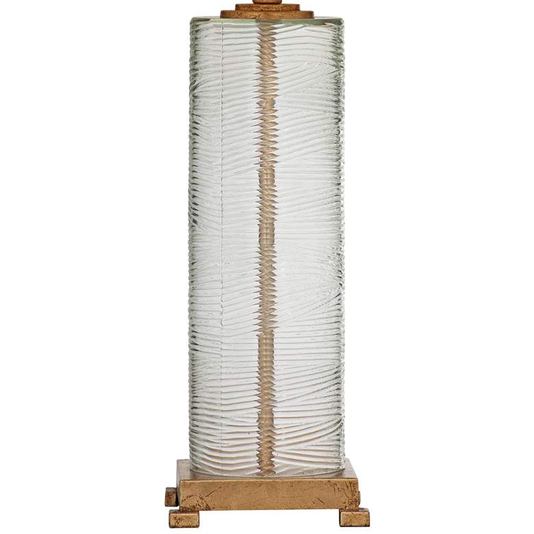 Image 4 Bassett Maroa 28 inch High Ribbed Glass Gold Leaf Column LED Table Lamp more views