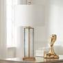 1_Bassett Maroa 28" High Ribbed Glass Gold Leaf Column Table Lamp