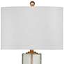 3_Bassett Maroa 28" High Ribbed Glass Gold Leaf Column Table Lamp more views