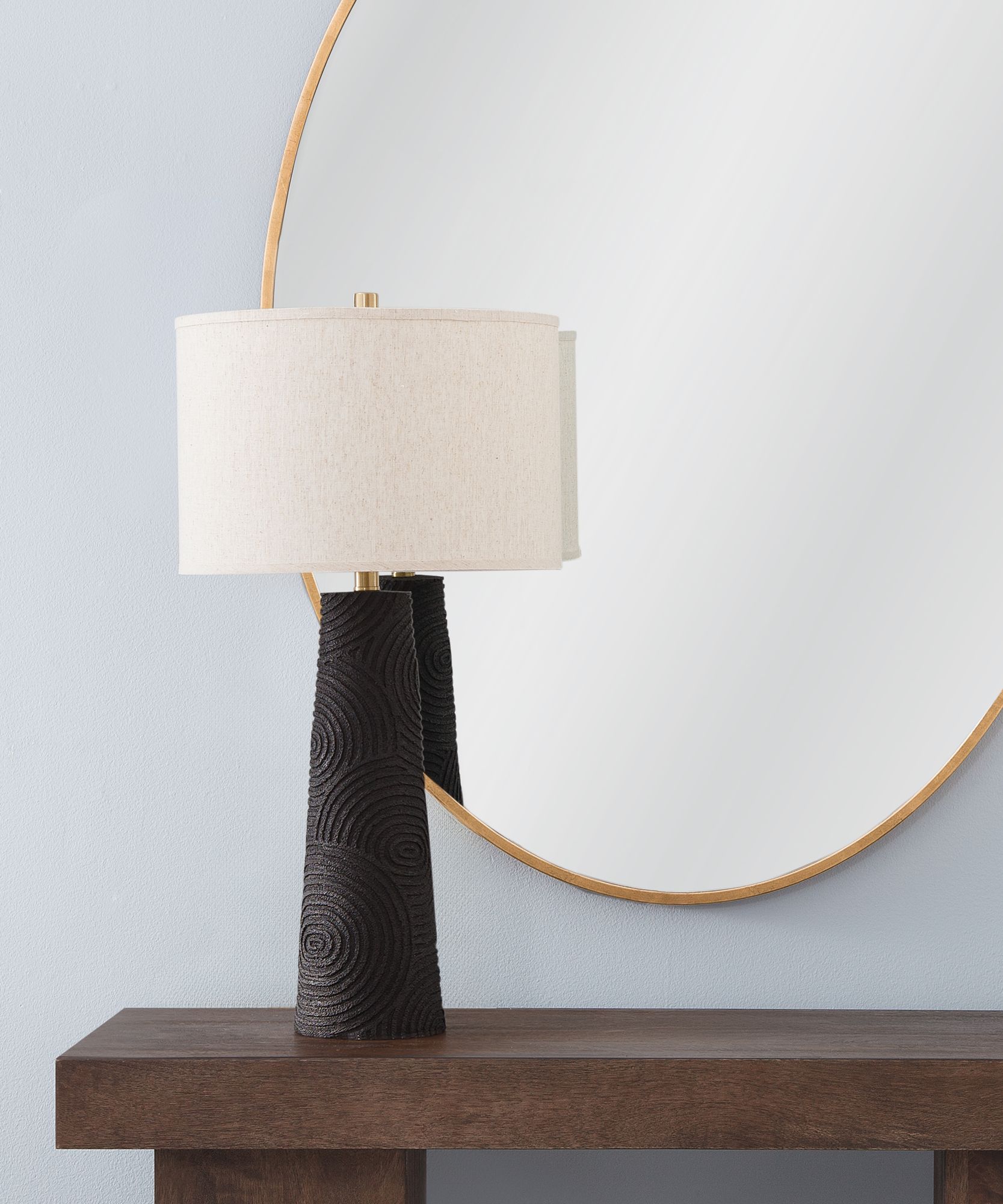 Image 3 Bassett Merrick 31" High Black Finish Textured Resin Table Lamp more views