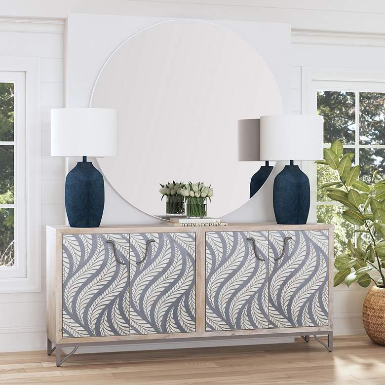 Image 2 Bassett Miranda 30" HIgh Matte Blue Table Lamp more views