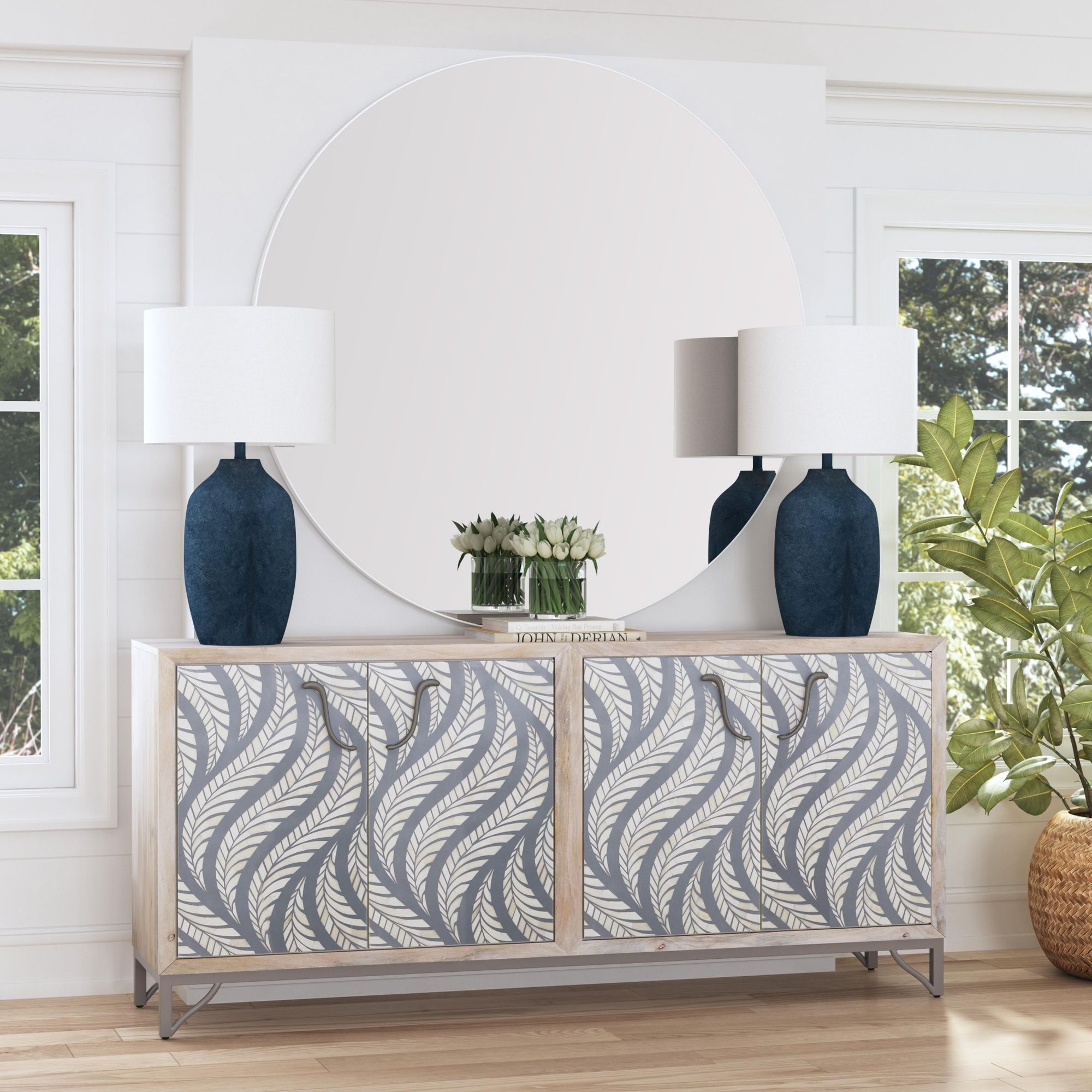 Image 4 Bassett Miranda 30" HIgh Matte Blue Table Lamp more views