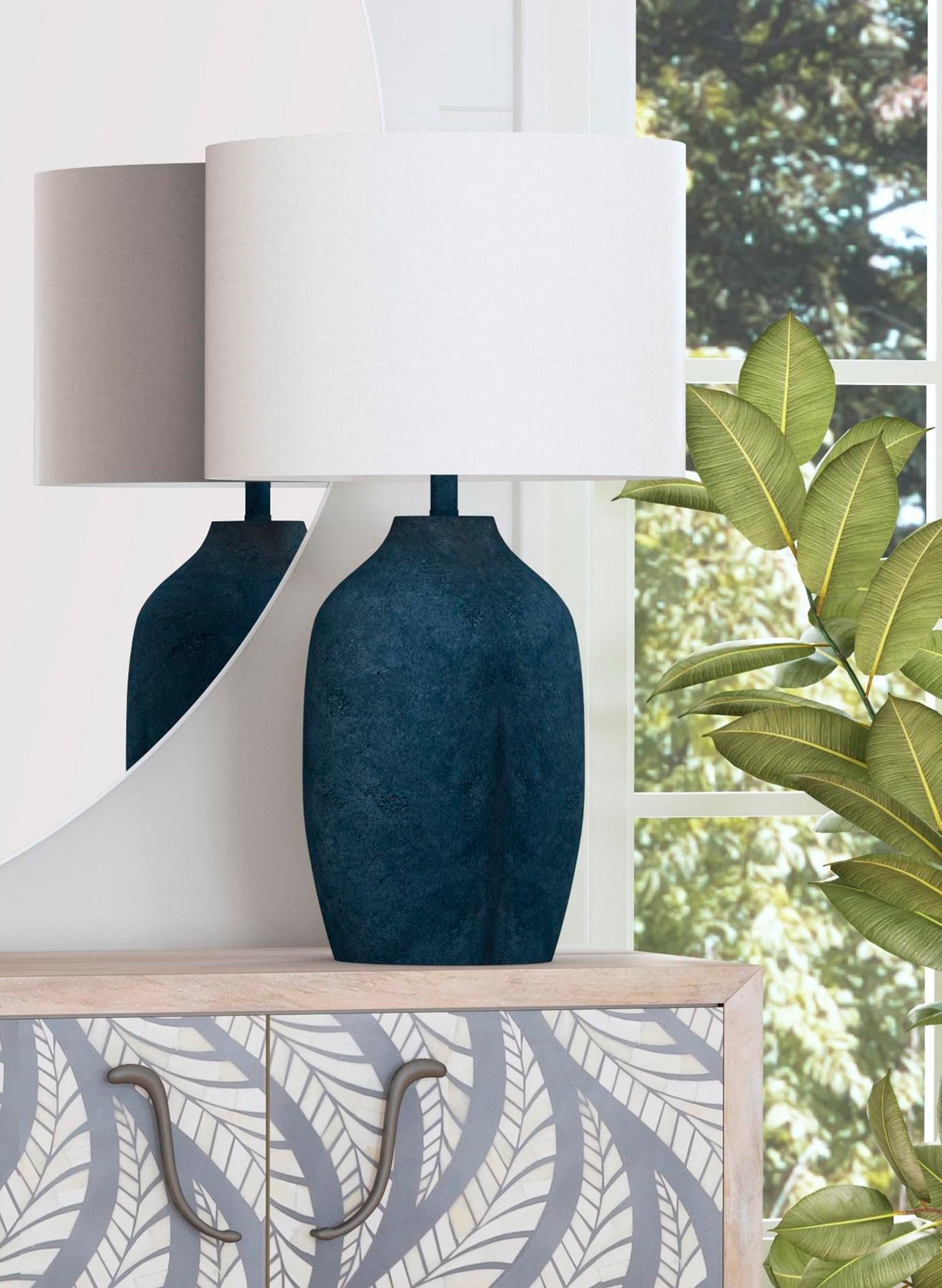 Image 5 Bassett Miranda 30" HIgh Matte Blue Table Lamp more views