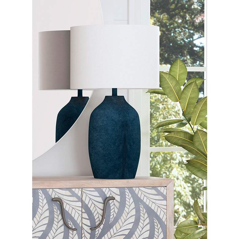 Image 5 Bassett Miranda 30" HIgh Matte Blue Table Lamp more views