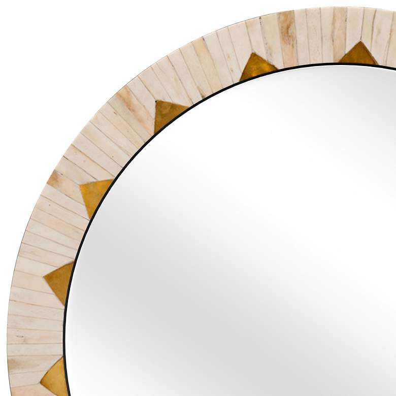 Image 4 Bassett Mirror Global 30" Rustic Diamond Pattern Round Wall Mirror more views