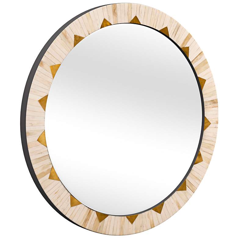Image 6 Bassett Mirror Global 30" Rustic Diamond Pattern Round Wall Mirror more views