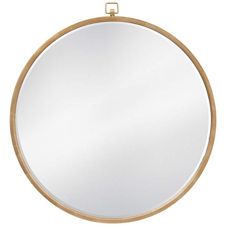 Image 3 Bassett Mirror Logaan Gold Leaf Metal 36" Round Wall Mirror