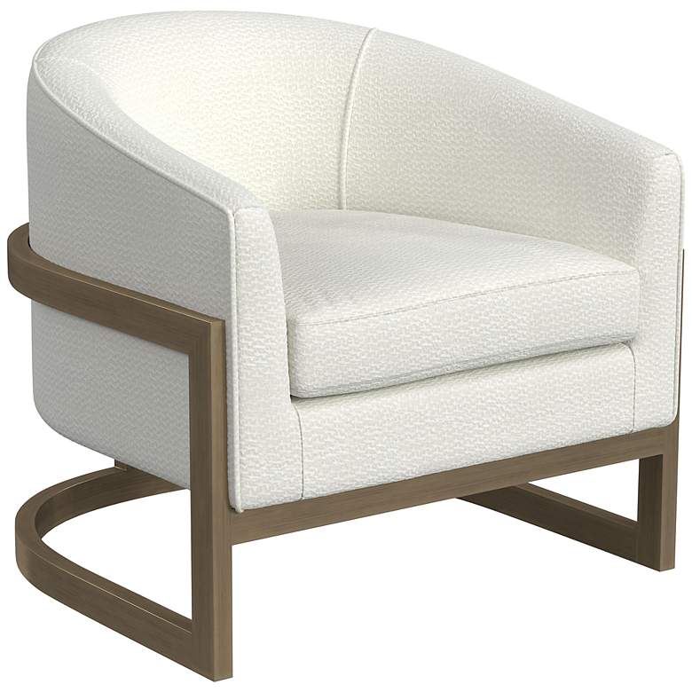 Image 2 Bassett Neve 30" Wide Ivory White Woven Fabric Barrel Accent Chair