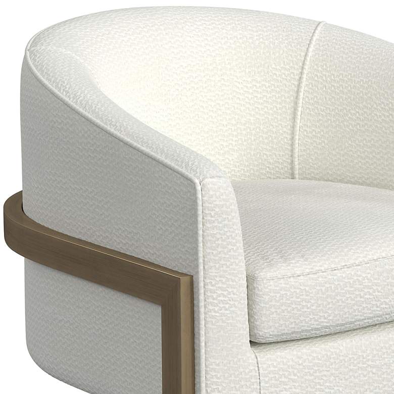 Image 3 Bassett Neve 30" Wide Ivory White Woven Fabric Barrel Accent Chair more views