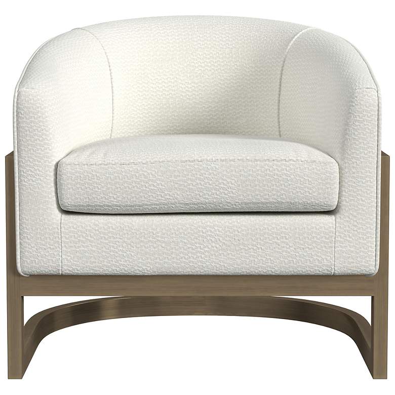 Image 5 Bassett Neve 30" Wide Ivory White Woven Fabric Barrel Accent Chair more views