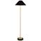 Bassett Norfolk 60" High Brass Finish Black Shade Modern Floor Lamp