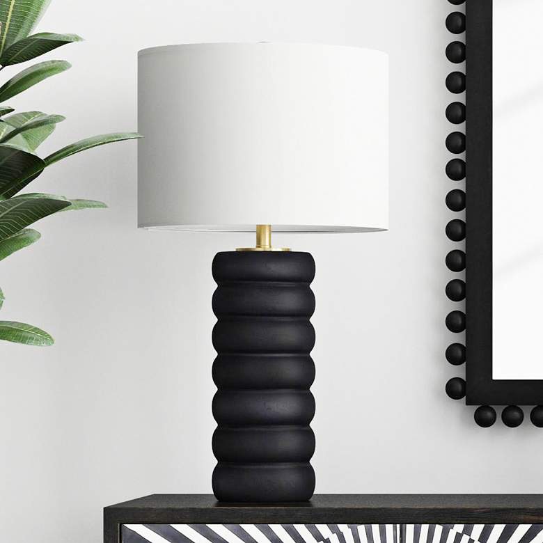 Image 2 Bassett Pareena 30" High Faux Black Wood Modern Table Lamp