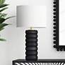 2_Bassett Pareena 30" High Faux Black Wood Modern Table Lamp