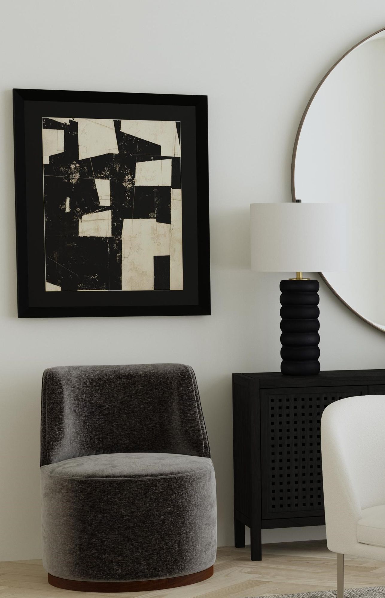 Image 6 Bassett Pareena 30" High Faux Black Wood Modern Table Lamp more views