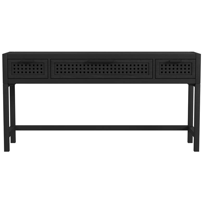 Image 1 Bassett Pentak 60" Wide Matte Black Sandblasted Console Table