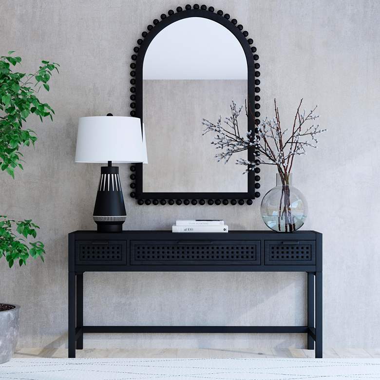 Image 5 Bassett Pentak 60" Wide Matte Black Sandblasted Console Table more views