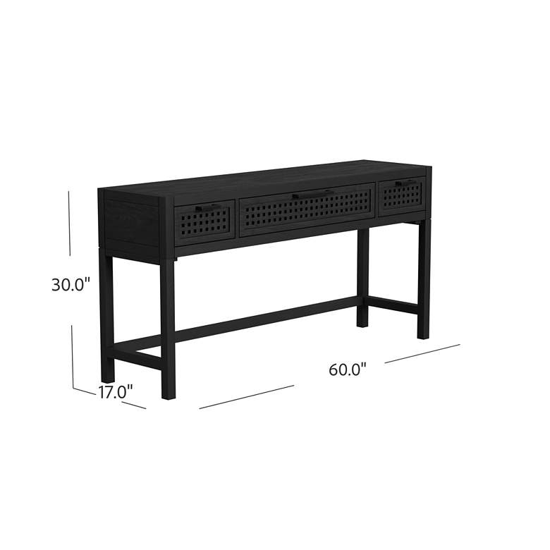 Image 6 Bassett Pentak 60" Wide Matte Black Sandblasted Console Table more views