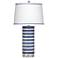 Bassett Regatta Stripe 27" Coastal Blue and White Ceramic Table Lamp