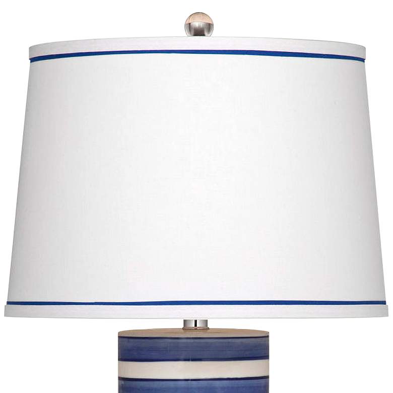 Image 3 Bassett Regatta Stripe 27 inch Coastal Blue and White Ceramic Table Lamp more views