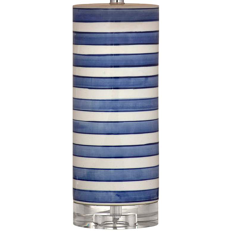 Image 4 Bassett Regatta Stripe 27 inch Coastal Blue and White Ceramic Table Lamp more views