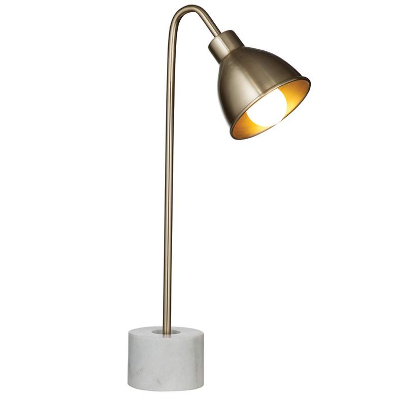 Image 1 Bassett Renauld 23 inch White and Brass Modern Desk Lamp