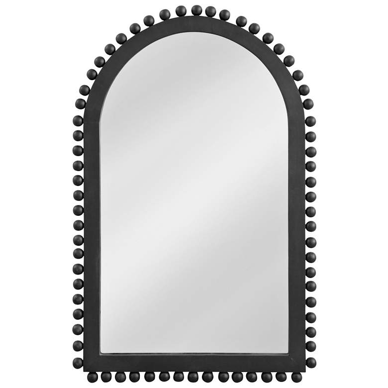 Image 7 Bassett Renn 51" x 33" Black Wood Arched Top Wall Mirror more views