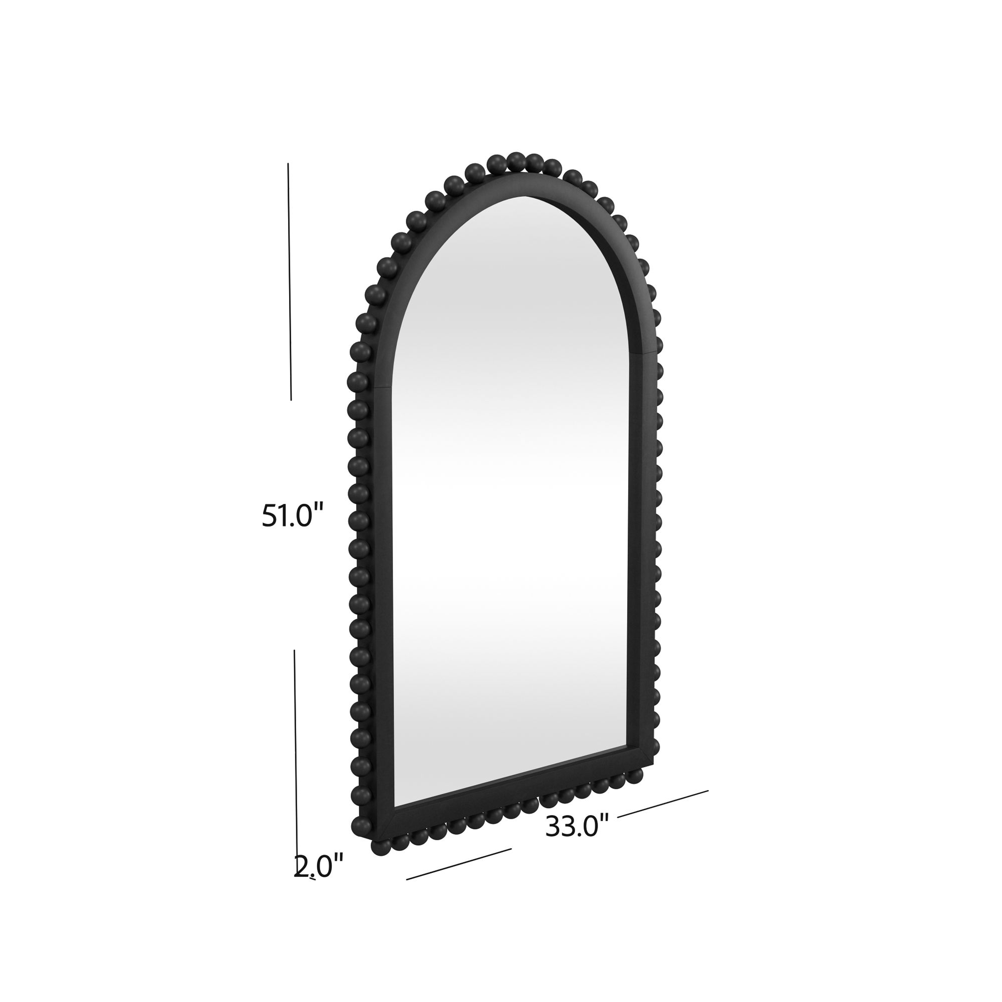 Bassett Renn 51" x 33" Black Wood Arched Top Wall Mirror in scene