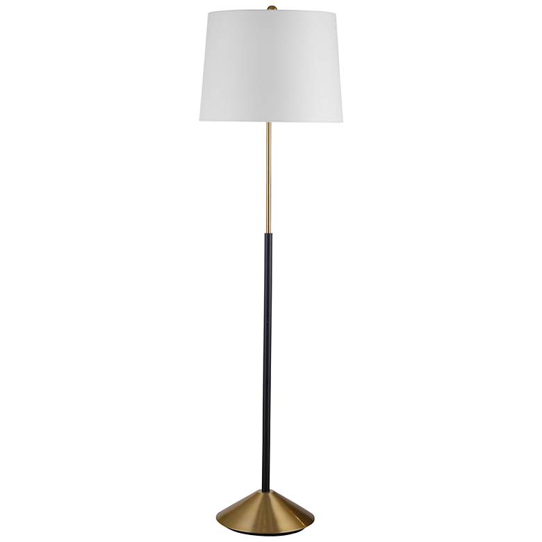 Image 1 Bassett Sindi 62" High Black And Brushed Brass Modern Floor Lamp